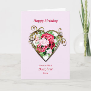 Cartão Like A Daughter To Me Birthday Antique Roses
