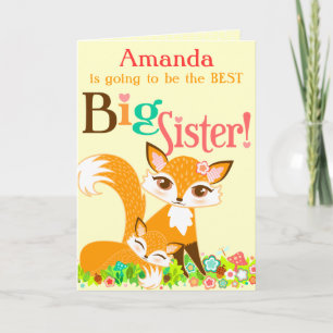 Cartão Lil Foxies Big Sister - Custom Greeting Card