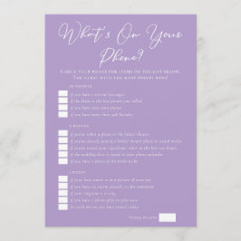 Cartão Lilac Purple What's On Your Phone Bridal Shower