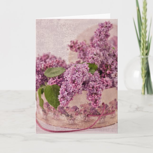 Cartão Lilacs Em Uma Caixa De Chapéu Vitoriano (Frente)