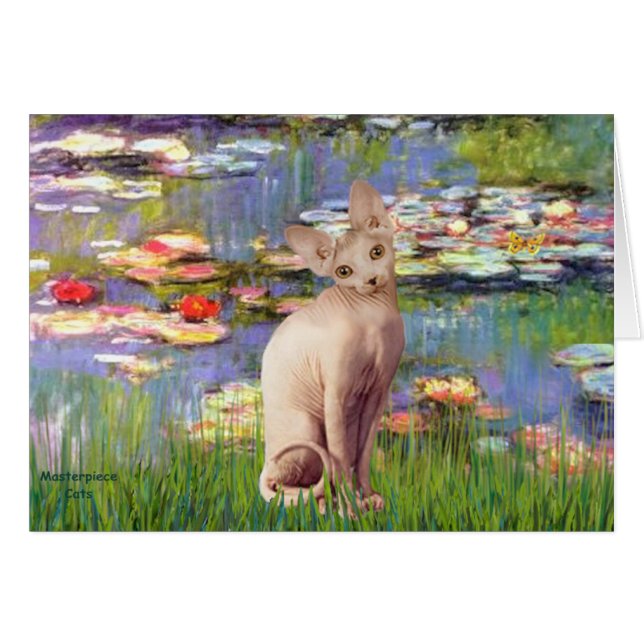 Cartão Lilases 2 - gato Sphynx creme (Frente Horizontal)