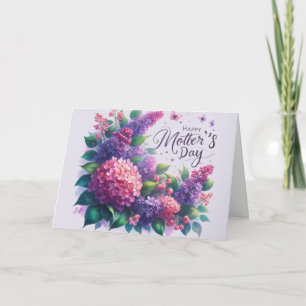 Cartão Lilases Bonitos Floral do Dia das Mães "Mãe"
