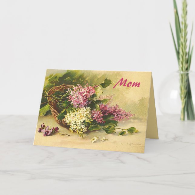 Cartão Lilases em Dia de as mães (Frente)