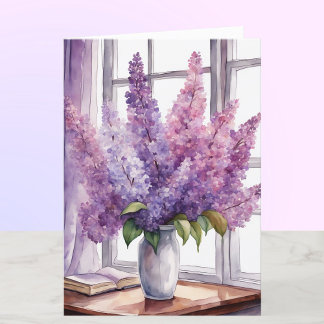 Cartão Lilases para Dia de as mães Personalizado de Aquar