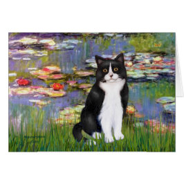 Cartão Lilies 2 - Gato Preto e Branco
