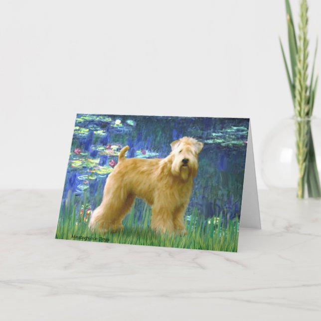 Cartão Lilies 5 - Wheaten Terrier (em pé) (Frente)
