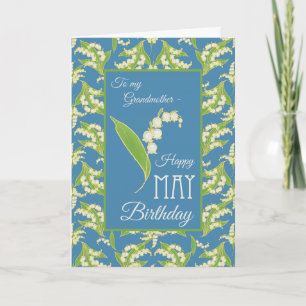 Cartão Lilies May Birthday Card, Blue: Grandmother