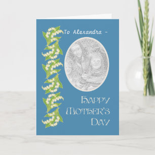 Cartão Lilies Mothers Day Photo Card, Blue to Personalize