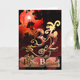 Cartão Lilly Dream flower Happy 32 Birthday floral