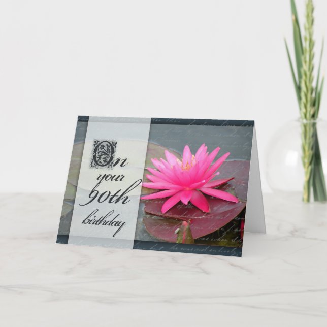 Cartão Lily de água para 90 de aniversário (Frente)