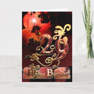 Cartão Lily Dream flower Happy 29 Birthday faux gilded