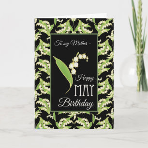 Cartão Lily-of-the-Valley May Birthday Card, Mother Black