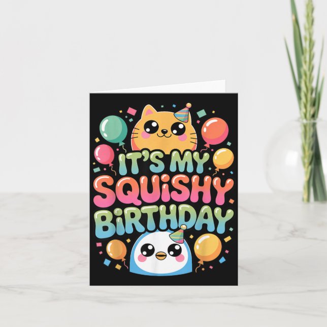 Cartão Lima de Aniversário Squishy Esquadrão Squishy Fofo (Frente)