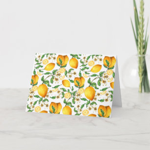 Cartão Limões Amarelos e Flores de Limão Bonitos  