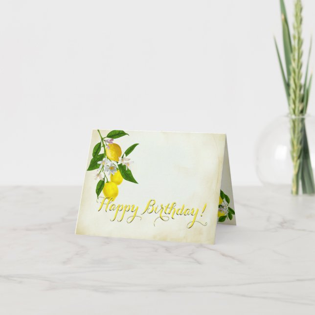 Cartão Limões e Flores de Aquarelas de Boi (Frente)