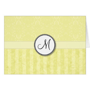 Cartão Limon Cream Damask com Stripes e Monograma