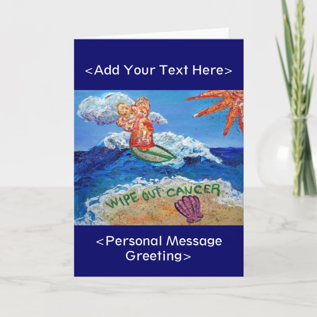 Cartão Limpar a placa de saudação do anjo do câncer (pers (Frente)