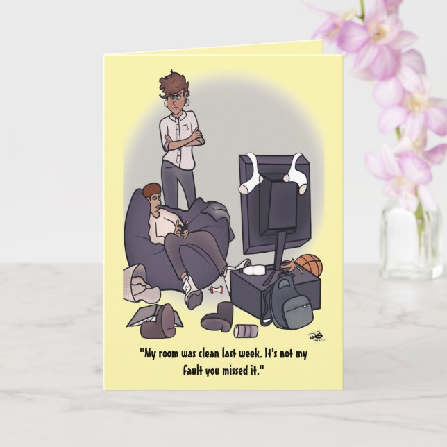 Cartão Limpe a placa de saudação dobrada do seu quarto (Orquídea)