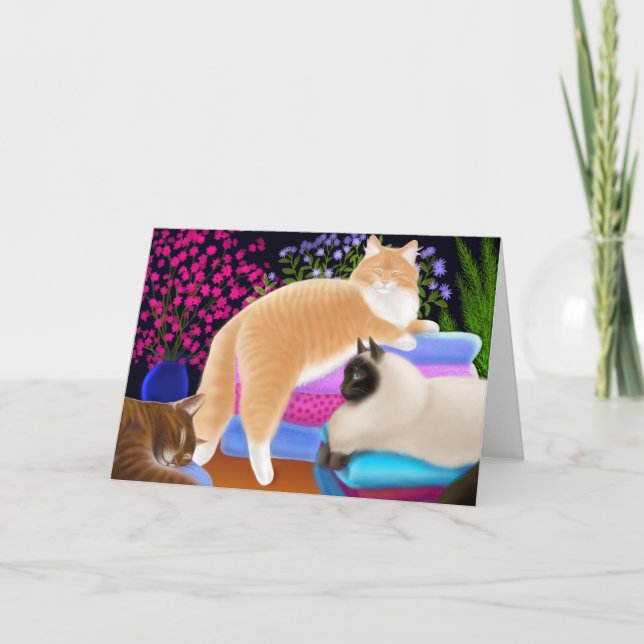 Cartão limpo da lavanderia do amor dos gatos (Frente)