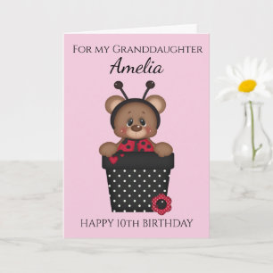 Cartão Linda Bonita Netinha Menina de Joaninha Aniversári