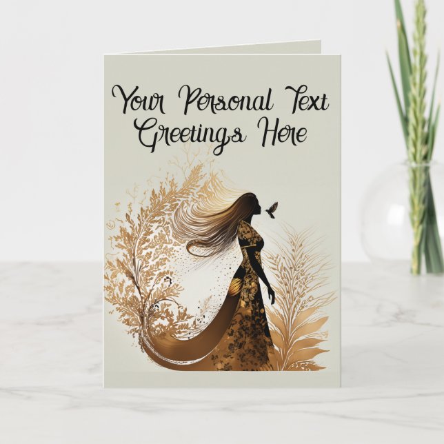 Cartão Linda e Personalizável Mulher Africana Silhouette (Frente)