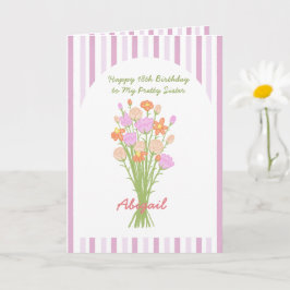 Cartão Linda Flor Selvagem Feliz 18º Aniversário para Irm