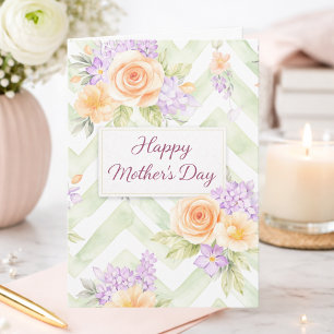 Cartão Linda Floral em Aquarela Lavanda para o Dia das Mã
