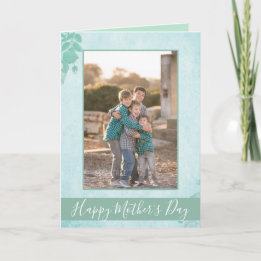 Cartão Linda Foto de Dia de as mães Feliz Floral Azul