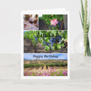Cartão Linda Happy Birthday California Vineyards