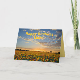 Cartão Linda Happy Birthday Sunflowers at Sunset