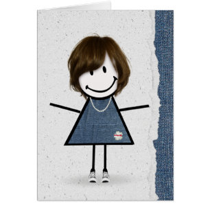 Cartão Linda menina de aniversário com tênis