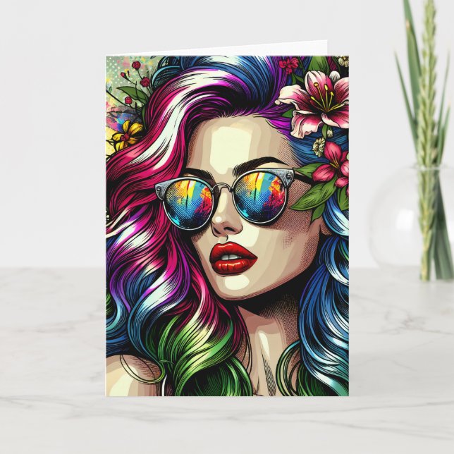 Cartão Linda mulher na cidade (Frente)