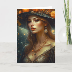 Cartão Linda mulher no Chapéu Eteal Ai Art