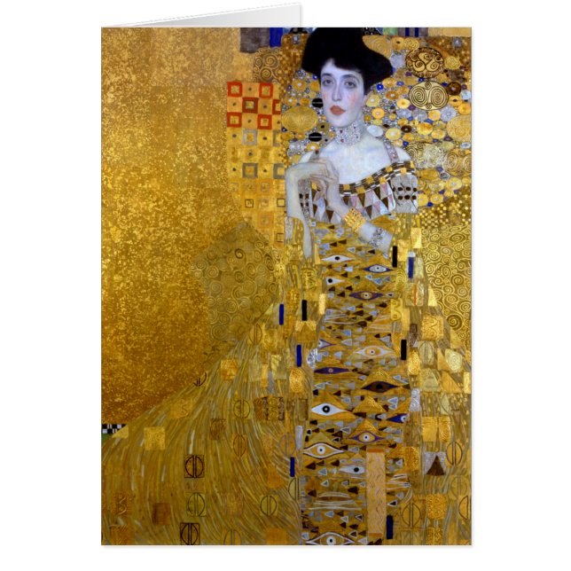Cartão Linda mulher no Dourado Gustav Klimt (Frente)