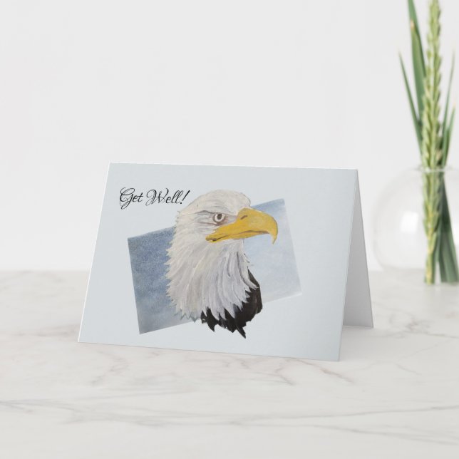 Cartão Linda Ouro Olho Americano Bald Eagle Art (Frente)