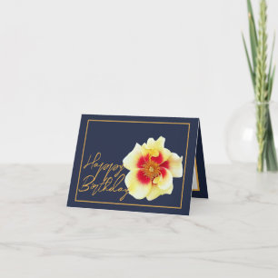 Cartão Linda Rosa Amarelo Feliz Aniversário Bonito