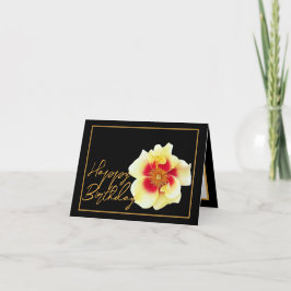 Cartão Linda Rosa Amarelo Feliz Aniversário Bonito