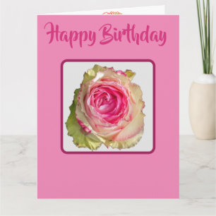Cartão Linda Rosa Cor-de-rosa Brilhante Feliz Aniversário