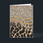 Cartão Linda Trendência Leopard Faux Impressão Animal<br><div class="desc">Esta design apresenta uma bela e moderna impressão leopardo com sotaques brilhantes. A impressão falsa em animais de pele está disponível em tons de ouro amarelo, branco, cinza, marrom, preto e creme. A imagem está na moda e moderna, com elementos na moda e artísticos que certamente agradam. É perfeito para...</div>