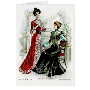 Cartão Linda Vintage Designer Women