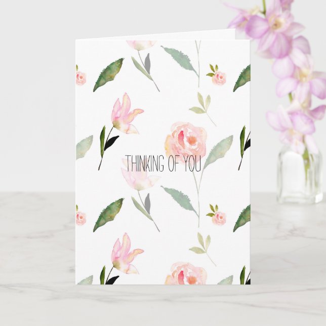 Cartão Linda Watercolor Floral Pensando em você (Orquídea)