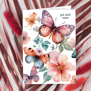 Cartão Lindas borboletas e flores se dão bem em breve