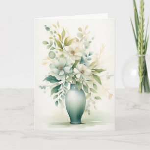 Cartão Lindas Flores em um Vase Olá Saudação