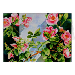 Cartão Lindas rosas brancas, cor-de-rosa, cor-de-água flo