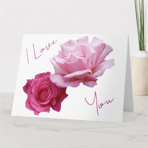 Cartão Lindas rosas cor-de-rosa, amor de São Valentim, fl