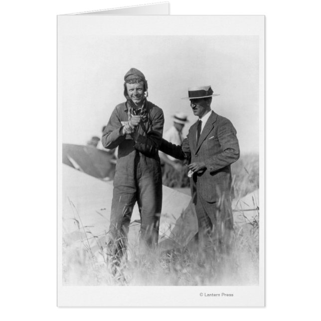 Cartão Lindbergh e Wright - Avião Naufragado (Frente)