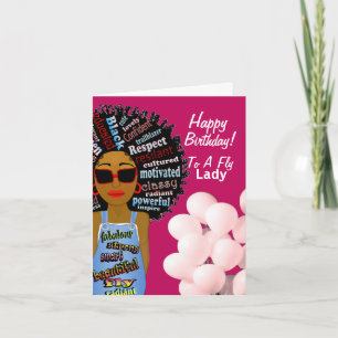 Cartão Lindo Aniversário de Arte de Palavras Afro-America