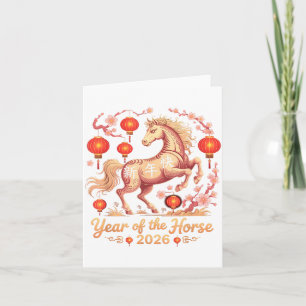 Cartão Lindo Ano do Cavalo da Sorte de 2026 Cavaleiro Lun