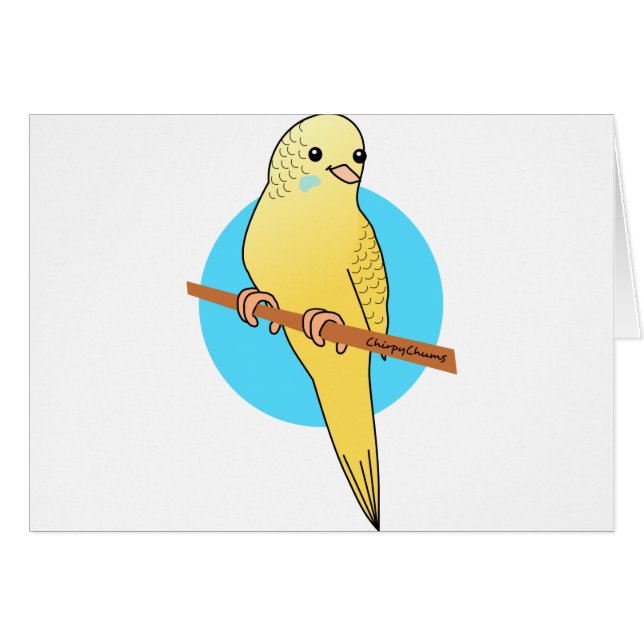 Cartão Lindo Budgie Amarelo (Frente Horizontal)