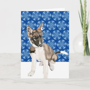 Cartão Lindo Cachorrinho Husky Natal Branco